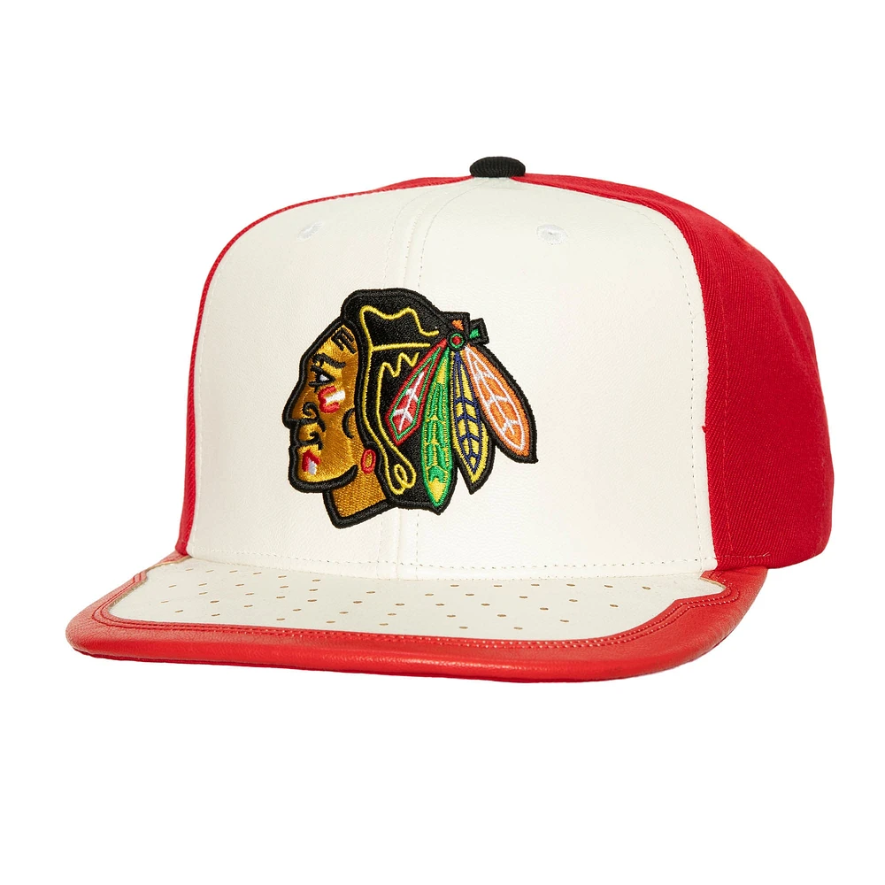 Casquette Snapback Day One Mitchell & Ness pour hommes, blanc/rouge, Chicago Blackhawks