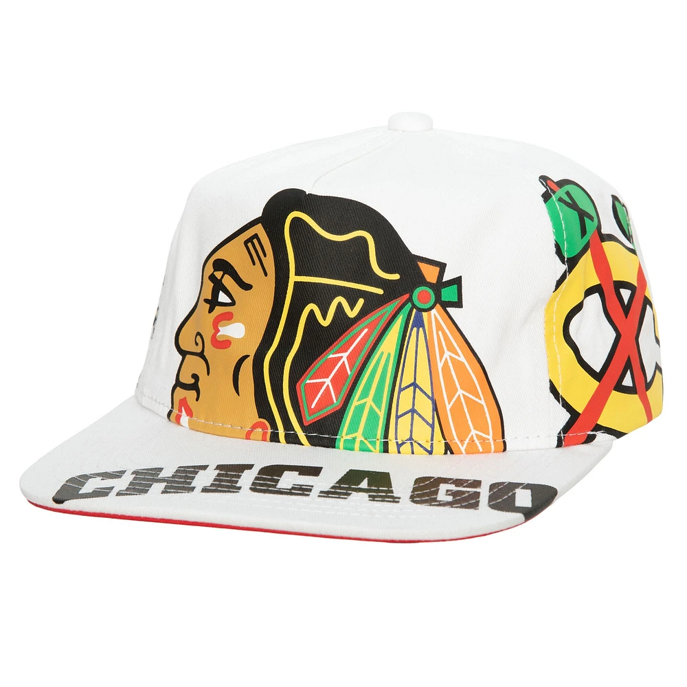 Men's Mitchell & Ness White Chicago Blackhawks In Your Face Deadstock Snapback Hat