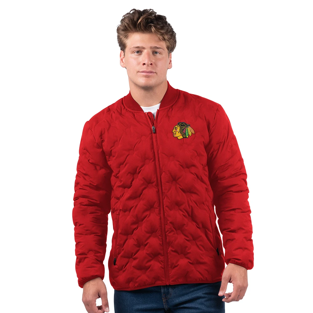 Veste matelassée entièrement zippée MSX by Michael Strahan pour homme des Chicago Blackhawks Persistence rouge