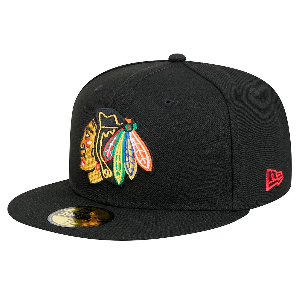 Casquette ajustée Core 59FIFTY Chicago Blackhawks pour homme New Era noire