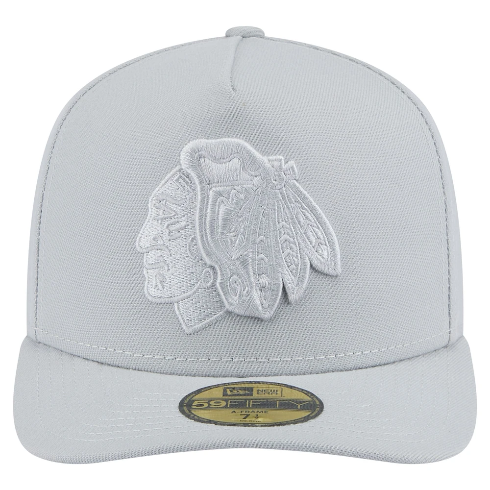 Casquette ajustée A-Frame 59FIFTY pour homme avec pack de couleurs des Chicago Blackhawks New Era gris