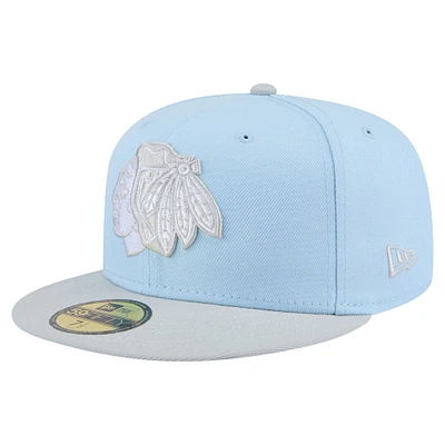 Casquette ajustée bicolore 59FIFTY bleu clair/gris Chicago Blackhawks Color Pack pour homme New Era