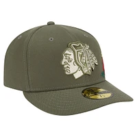Men's New Era Olive Chicago Blackhawks Tonal Florals 59FIFTY Fitted Hat