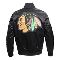 Veste à bouton-pression classique en satin noir Pro Standard pour hommes des Blackhawks de Chicago