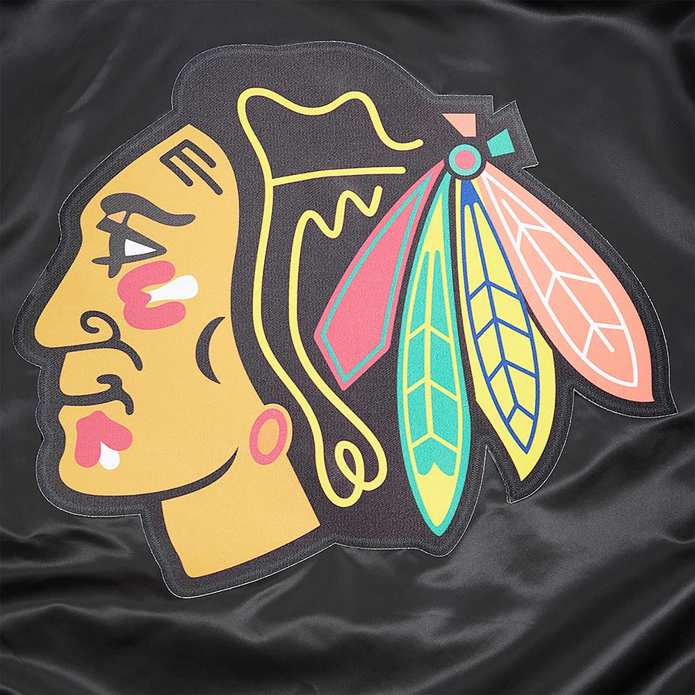 Veste à bouton-pression classique en satin noir Pro Standard pour hommes des Blackhawks de Chicago