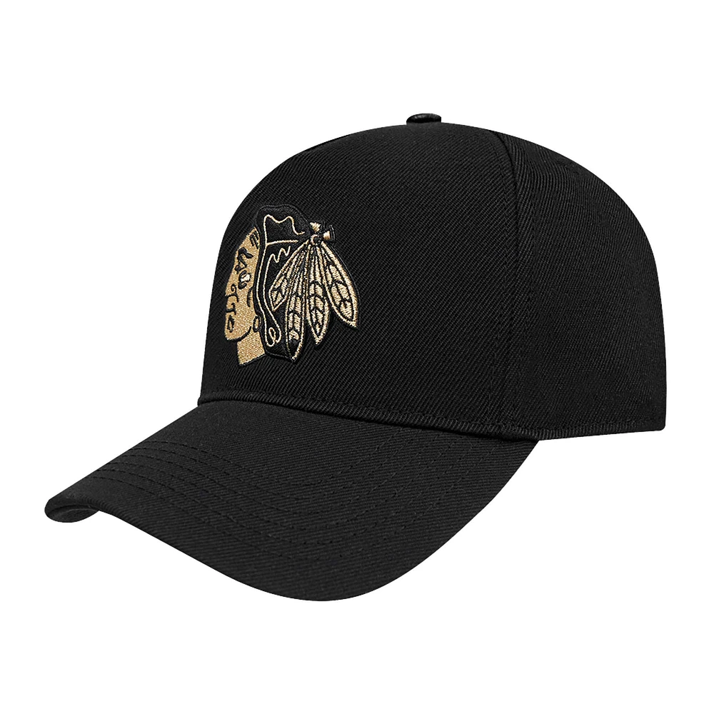 Men's Pro Standard  Black Chicago Blackhawks Metallic Logo Pinch Front Adjustable Hat