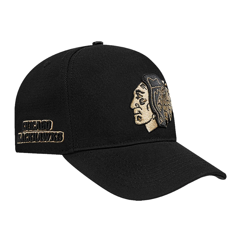 Casquette ajustable à pincement sur le devant avec logo métallique des Blackhawks de Chicago Pro Standard pour homme