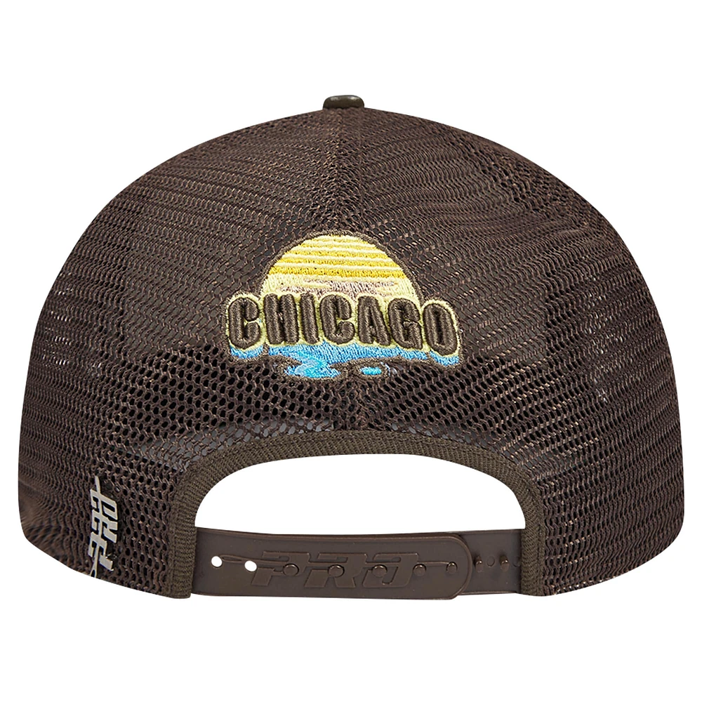 Men's Pro Standard Cream/Brown Chicago Blackhawks Glint Sunset Snapback Hat