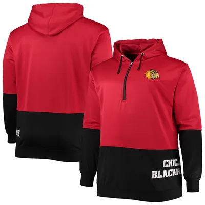 Chicago Blackhawks Big & Tall Team Quarter-Zip Hoodie - Red/Black