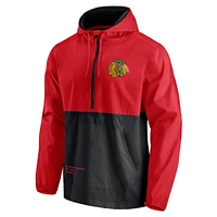 Veste anorak à demi-zip Thrill Seeker rouge/noir pour homme des Chicago Blackhawks