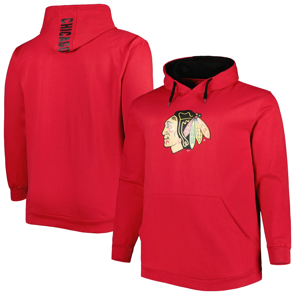 Chandail à capuchon en molleton Big & Tall Chicago Blackhawks pour homme rouge