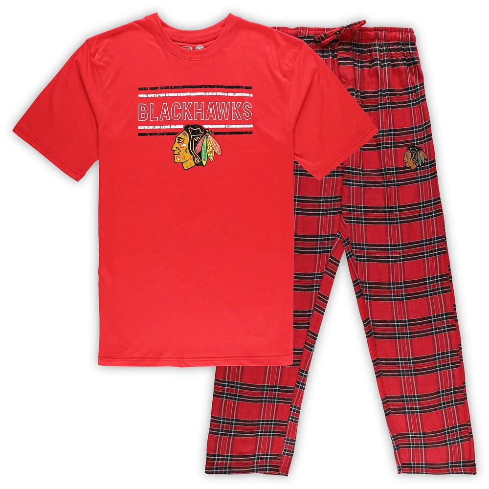 Ensemble de nuit pour homme avec t-shirt et pantalon pyjama Chicago Blackhawks rouges Big & Tall