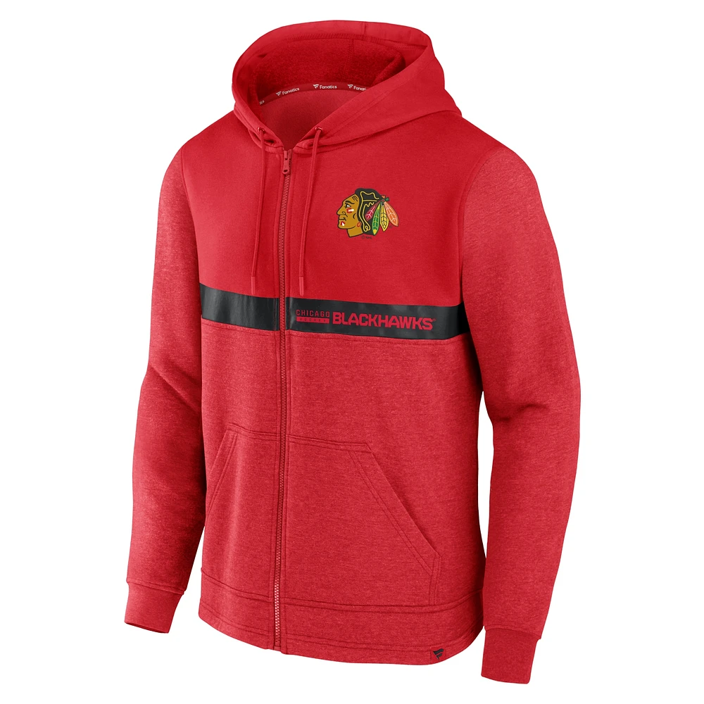 Sweat à capuche entièrement zippé emblématique des Chicago Blackhawks pour homme, rouge, Ultimate Champion