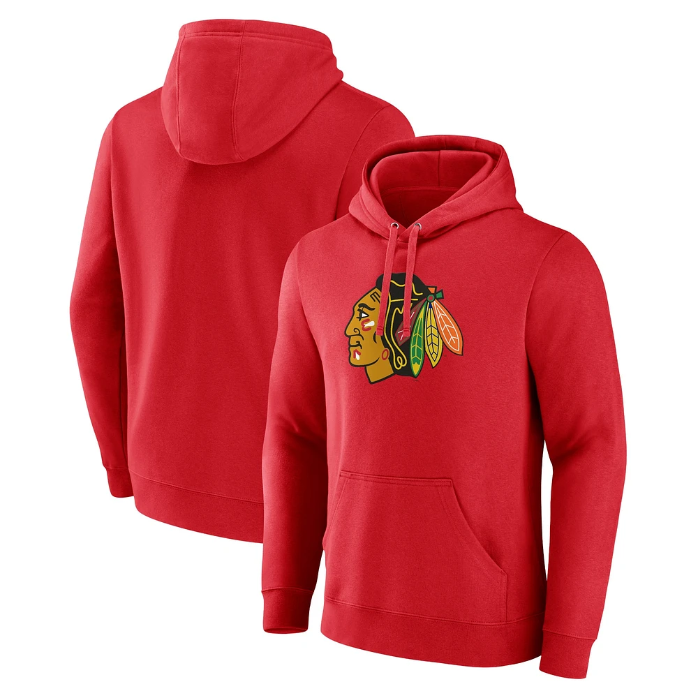 Sweat à capuche rouge avec logo principal des Blackhawks de Chicago pour hommes