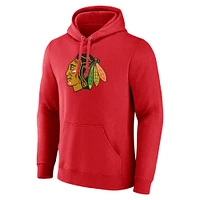 Sweat à capuche rouge avec logo principal des Blackhawks de Chicago pour hommes