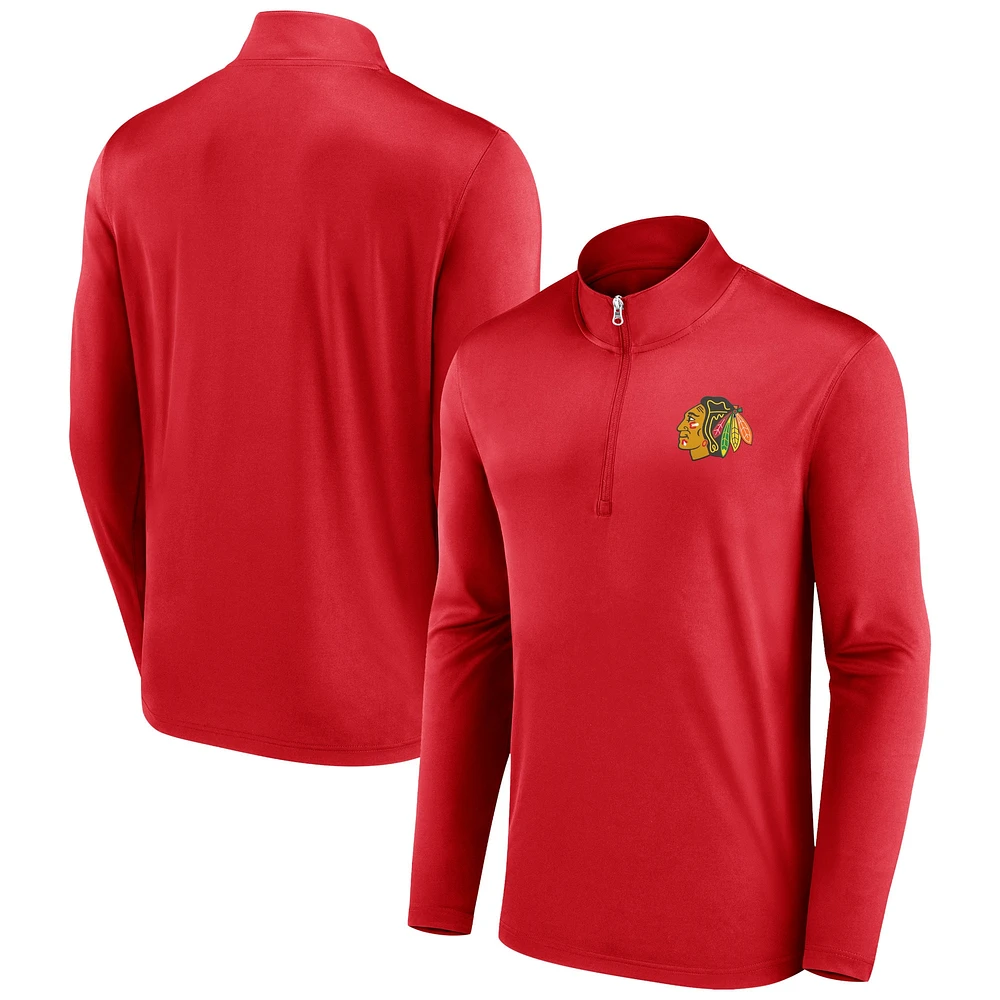 Men's Red Chicago Blackhawks Underdog Mindset Quarter-Zip Jacket