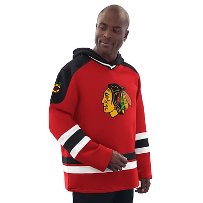 Sweat à capuche de hockey rouge/noir pour homme des Blackhawks Chicago