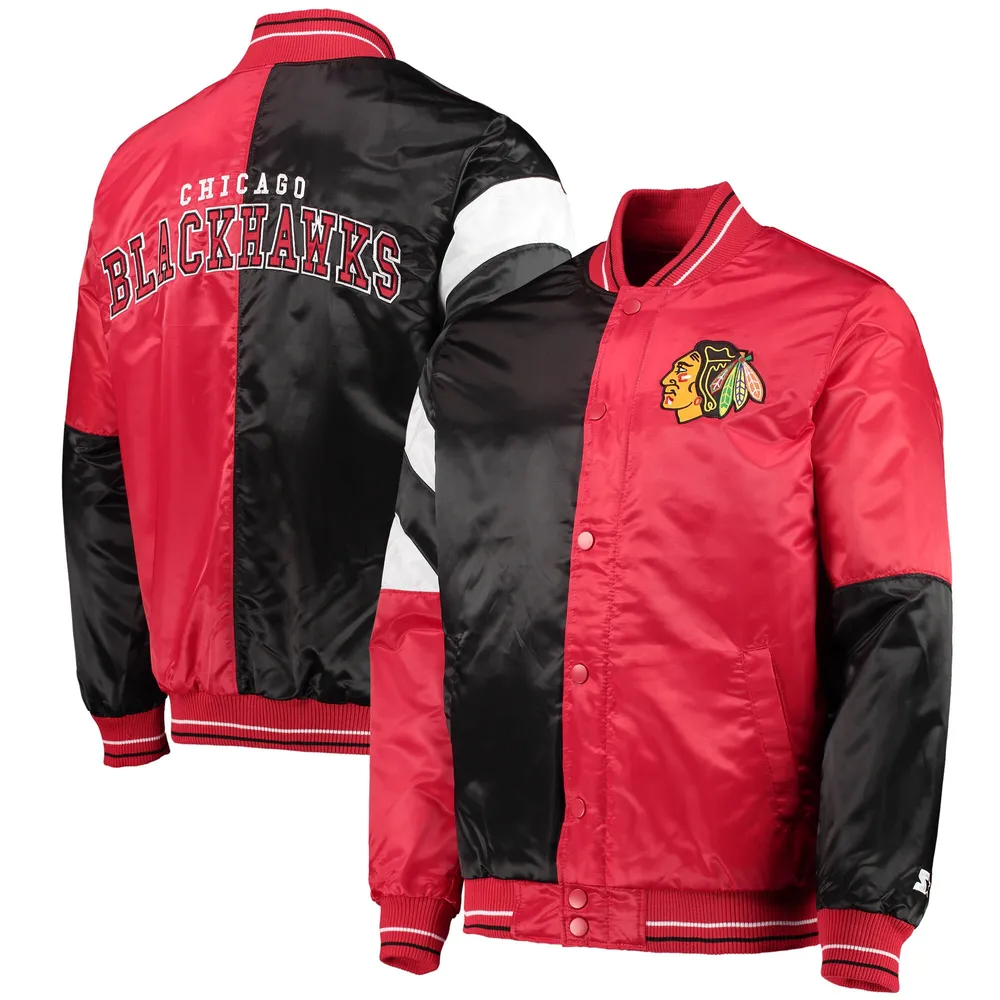 Lids Chicago Blackhawks Starter Youth Raglan Full-Snap Varsity Jacket - Red