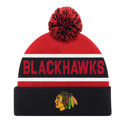 Bonnet en tricot à revers avec pompon pour homme des Chicago Blackhawks de Starter Red