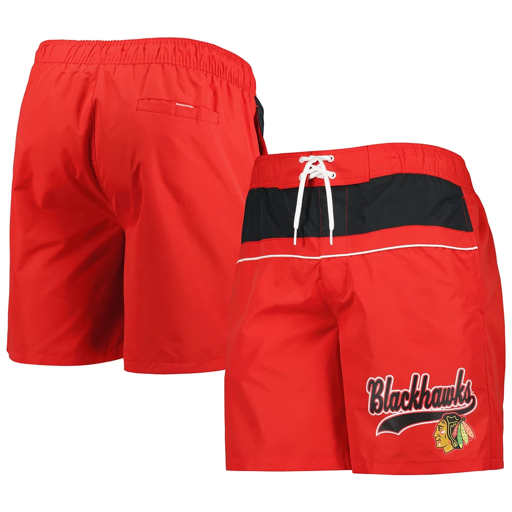 Short de bain Freestyle Volley Chicago Blackhawks pour homme Starter rouge