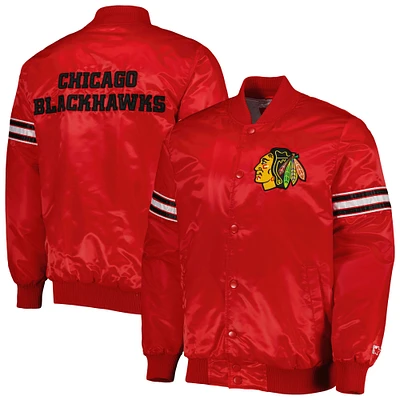 Chicago Blackhawks Starter Pick & Roll Satin Full-Snap Varsity Jacket - Red