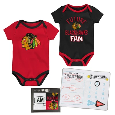 Newborn & Infant Chicago Blackhawks #1 Draft Pick 2 Pack Bodysuit Blanket Set