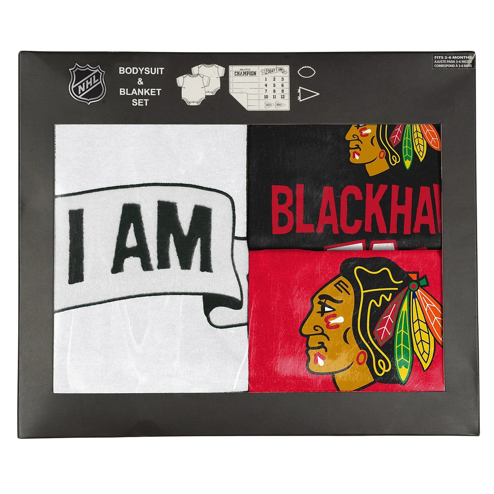 Newborn & Infant Chicago Blackhawks #1 Draft Pick 2 Pack Creeper Blanket Set