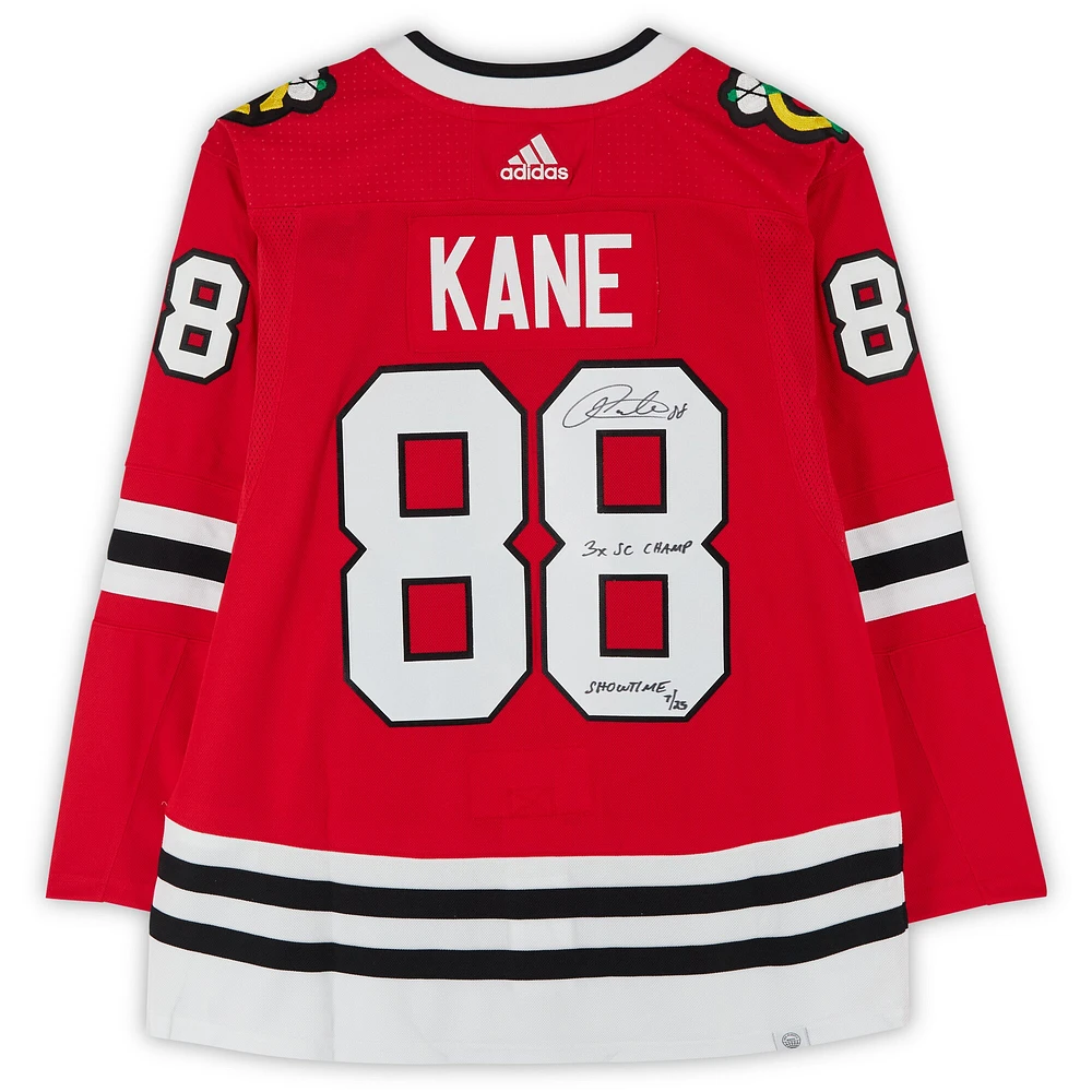 Patrick Kane Chicago Blackhawks Autographed Red adidas Authentic Jersey with "3x SC Champ" & "Showtime" Inscriptions - Limited Edition of 25