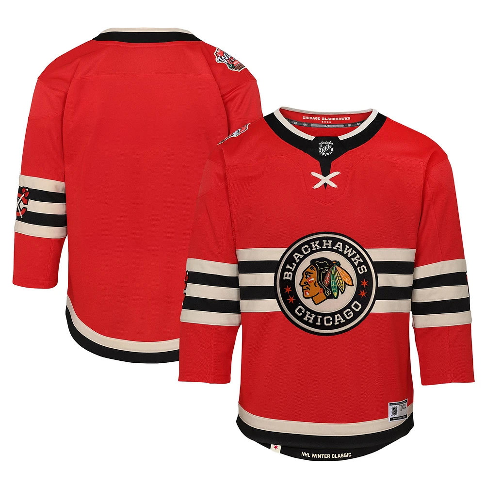 Maillot rouge pour enfants d'âge préscolaire Chicago Blackhawks 2025 NHL Winter Classic Premier