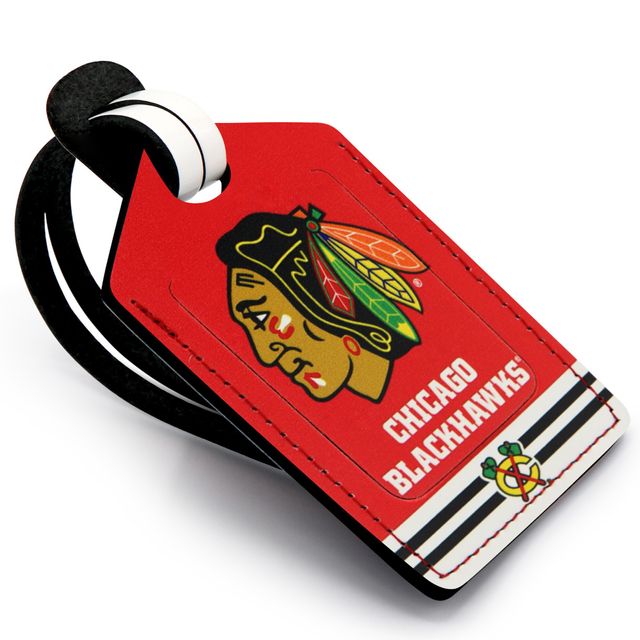 Étiquette de bagage en cuir personnalisée Blackhawks de Chicago rouge