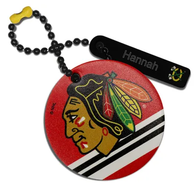 Red Chicago Blackhawks Personalized Leather Round Bag Tag