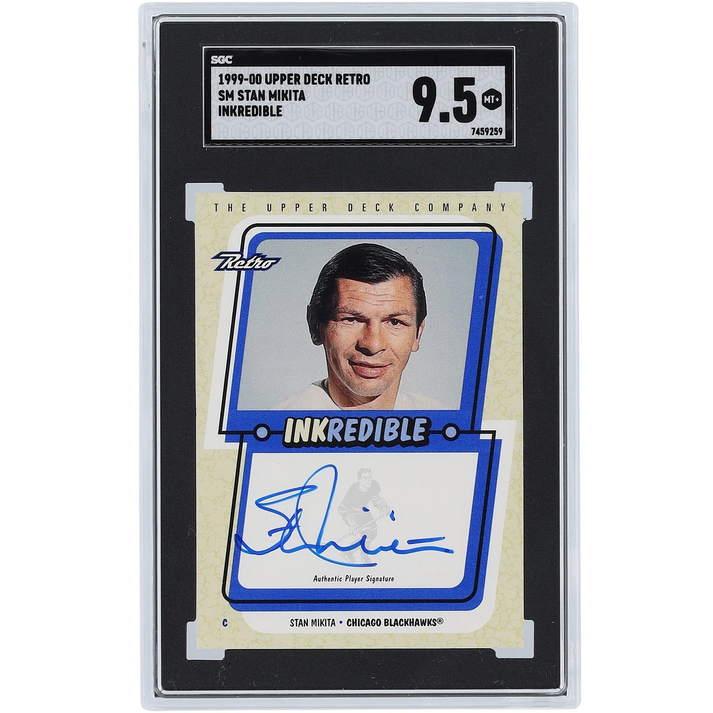 Carte 9,5 authentifiée signée Stan Mikita Chicago Blackhawks 1999-00 Upper Deck Retro Inkredible #SM SGC