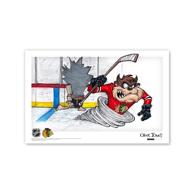 Affiche imprimée du Diable de Tasmanie Chicago Blackhawks 11" x 17 " Looney Tunes