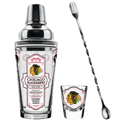 The Sports Vault Chicago Blackhawks Ensemble de cinq verres à shot et verres à mélange pour barman