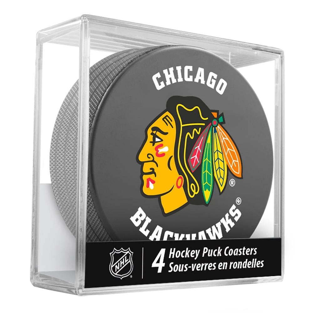 The Sports Vault Chicago Blackhawks Four-Piece Puck Coaster Set