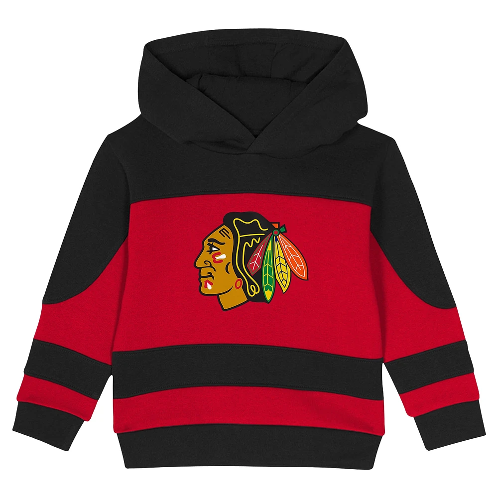 Ensemble sweat à capuche et pantalon de survêtement en molleton Puck Hero pour tout-petits, noir/rouge, des Blackhawks Chicago