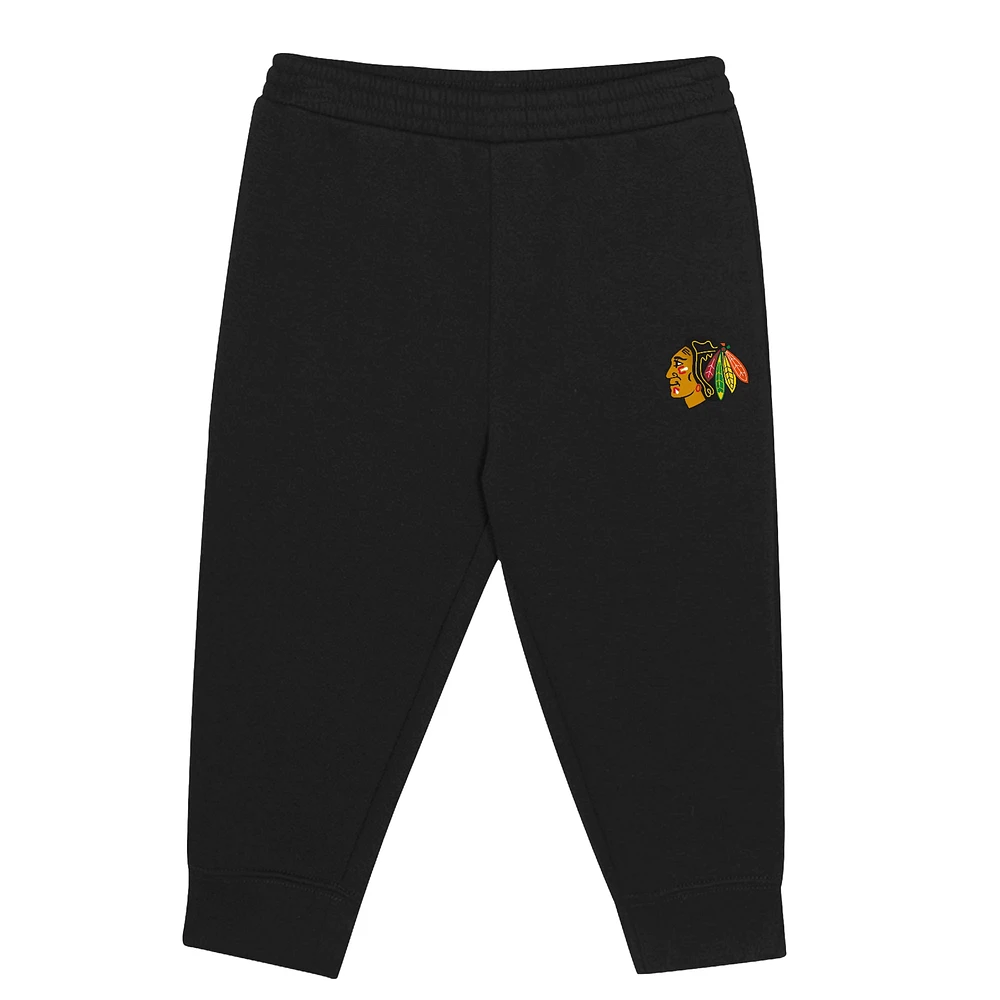 Ensemble sweat à capuche et pantalon de survêtement en molleton Puck Hero pour tout-petits, noir/rouge, des Blackhawks Chicago