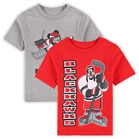 Toddler Red/Heather Gray Chicago Blackhawks Two-Pack Disney Offense Only T-Shirt Set