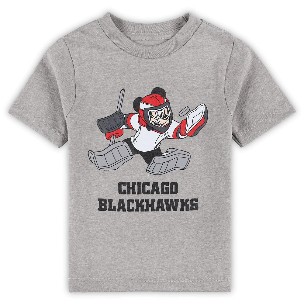 Toddler Red/Heather Gray Chicago Blackhawks Two-Pack Disney Offense Only T-Shirt Set