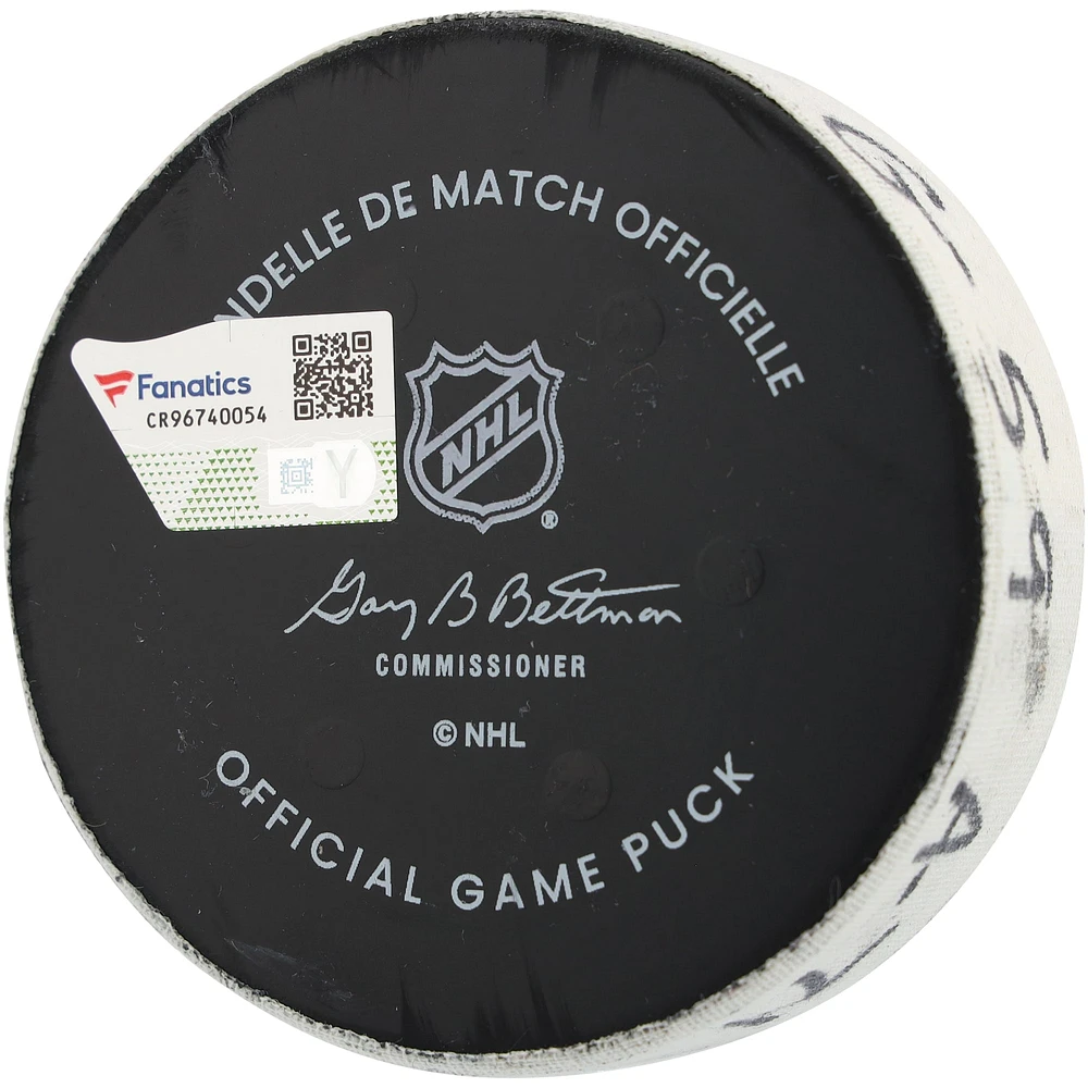 Tyler Bertuzzi Chicago Blackhawks Game-Used Goal Puck vs. New York Rangers on December 9, 2024