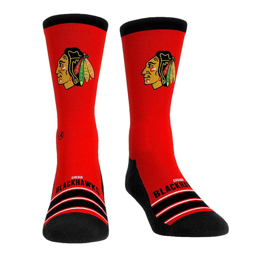 Chaussettes unisexes Rock Em Crew à rayures Gametime des Chicago Blackhawks