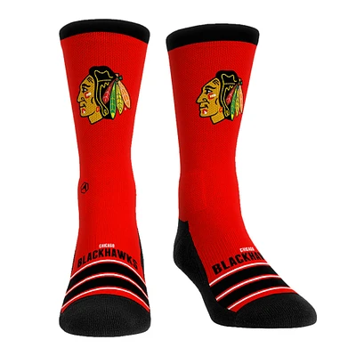 Chaussettes unisexes Rock Em Crew à rayures Gametime des Chicago Blackhawks