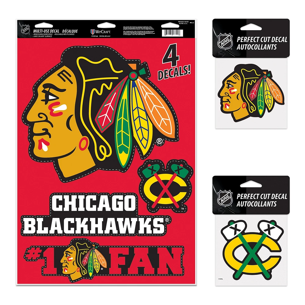 Pack de décalcomanies WinCraft Chicago Blackhawks