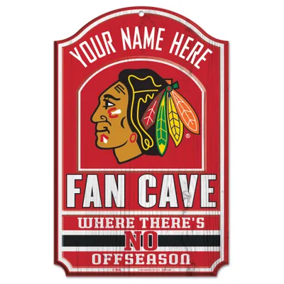 Chicago Blackhawks WinCraft Personalized 11'' x 17'' Fan Cave Wood Sign