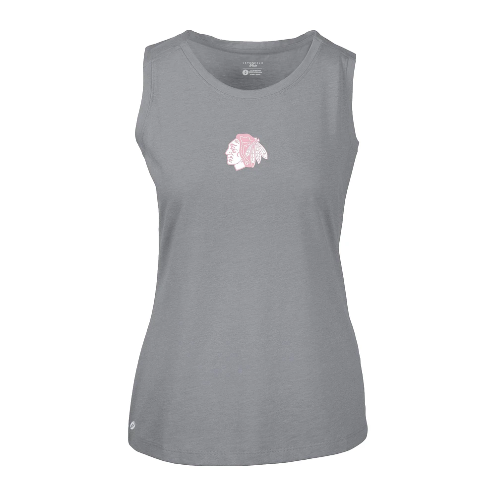 Women's Levelwear  Gray Chicago Blackhawks Mother's Day Macy Core Logo Tank Top
