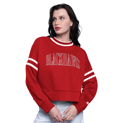 Women's Starter  Red Chicago Blackhawks Power Play Cropped Pullover Sweatshirt