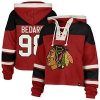 Women's '47 Connor Bedard Red Chicago Blackhawks Superior Lacer Cropped Pullover Hoodie