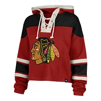 Women's '47 Connor Bedard Red Chicago Blackhawks Superior Lacer Cropped Pullover Hoodie