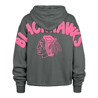 Women's '47 Gray Chicago Blackhawks Bright Side Venice Cropped Pullover Hoodie
