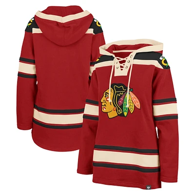 Women's '47  Red Chicago Blackhawks Superior Lacer Pullover Hoodie